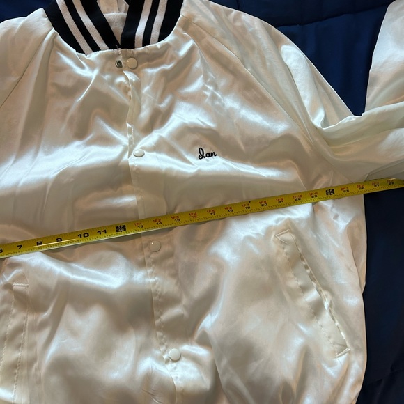 VINTAGE SATIN VARSITY JACKET • Ivory/off White ( not white) • XL - Picture 7 of 9